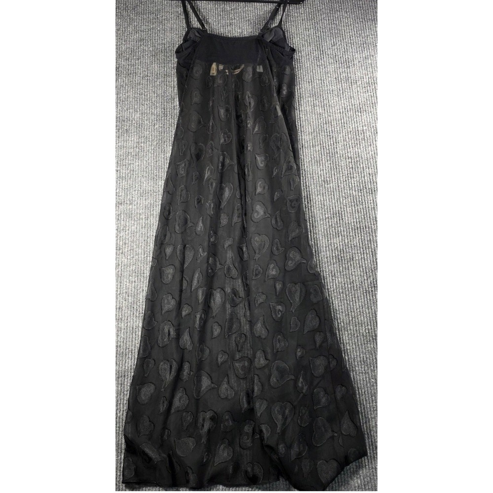 Victoria's Secret Black Heart Burnout Maxi Slip Dress Underwire Slit Large - Picture 3 of 4
